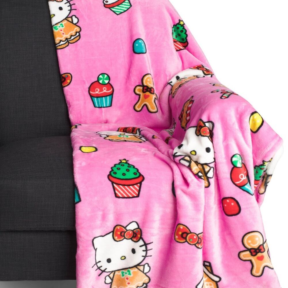 Hello Kitty Pink Candy Land Christmas Blanket Throw 60 x 70